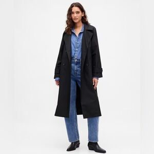 NWT! GAP Women’s Icon Trench Coat in Black - Size Multiple 🔹